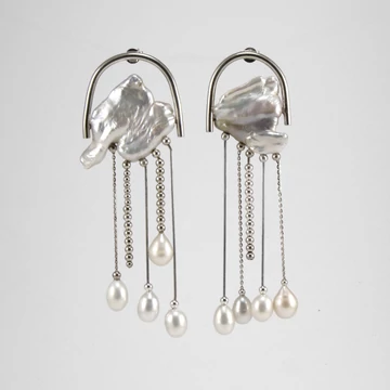 MEDÚZA  PEARL EZÜST FÜLBEVALÓ 