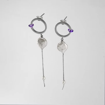 FLOATING STONE PEARL EZÜST FÜLBEVALÓ 