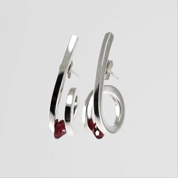 TWISTED FLOATING STONE EZÜST FÜLBEVALÓ 