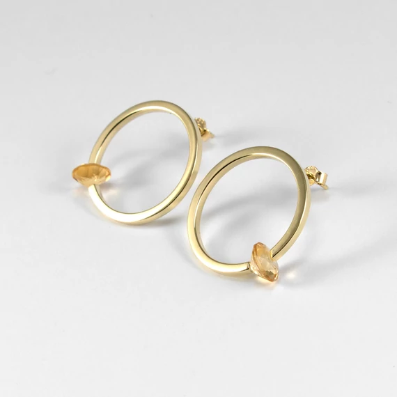 FLOATING STONE CITRIN ARANY FÜLBEVALÓ