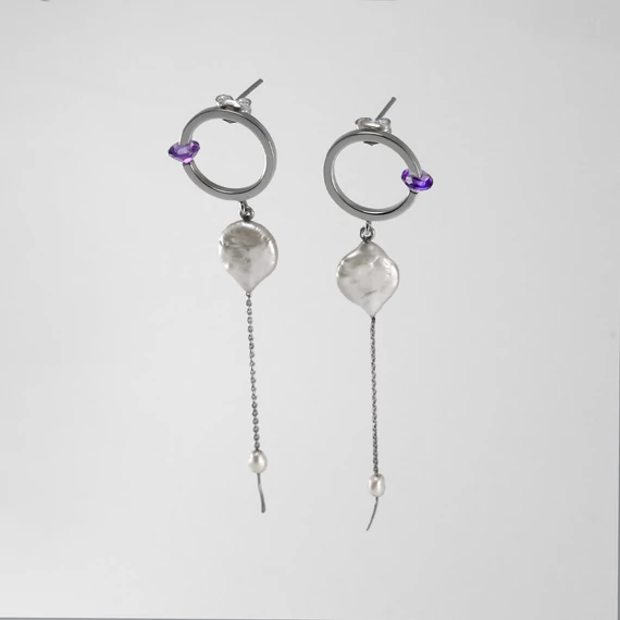 FLOATING STONE PEARL EZÜST FÜLBEVALÓ 