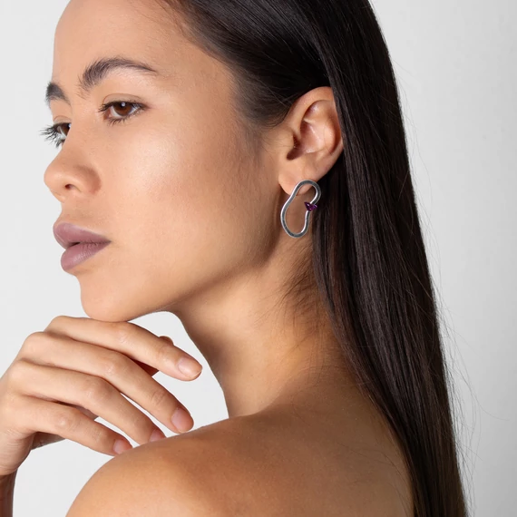 FLOATING STONE AMETISZT EZÜST FÜLBEVALÓ