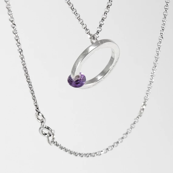 FLOATING STONE AMETISZT EZÜST NYAKLÁNC